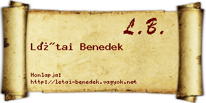 Létai Benedek névjegykártya